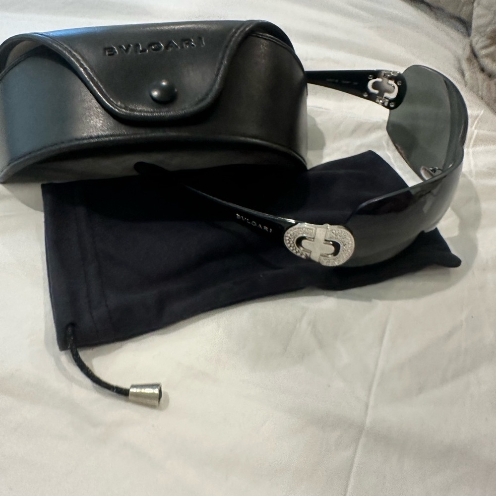 Bvlgari Black Sunglasses with Silver Accents